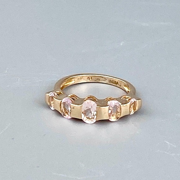 Romantic 5 Stone Pink Morganite Rose Gold Ring 1.33 ctw 6.5 6 1/2 - Picture 6 of 7